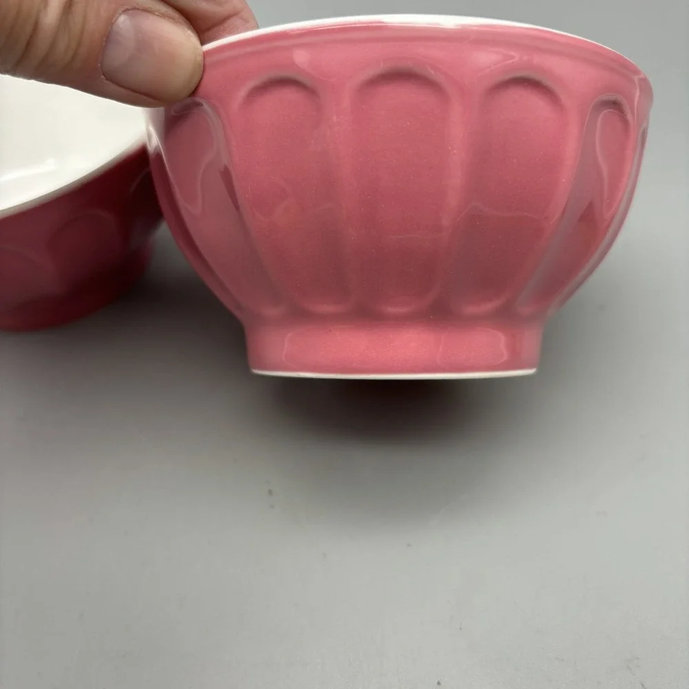 Crate and Barrel Bowls, Column Design, Dessert/Fruit/Sauce/All Purpose Pink Set